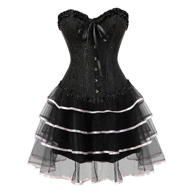 Ensemble Corset Sexy Grande Taille Et Jupe Tutu Pour Femme, Costume Sur Buste Burlesque, Style Victorien .
