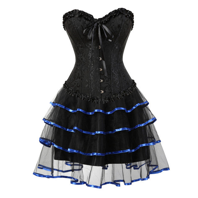 Ensemble Corset Sexy Grande Taille Et Jupe Tutu Pour Femme, Costume Sur Buste Burlesque, Style Victorien .