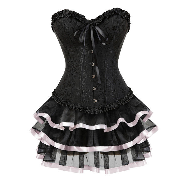 Ensemble Corset Sexy Grande Taille Et Jupe Tutu Pour Femme, Costume Sur Buste Burlesque, Style Victorien .