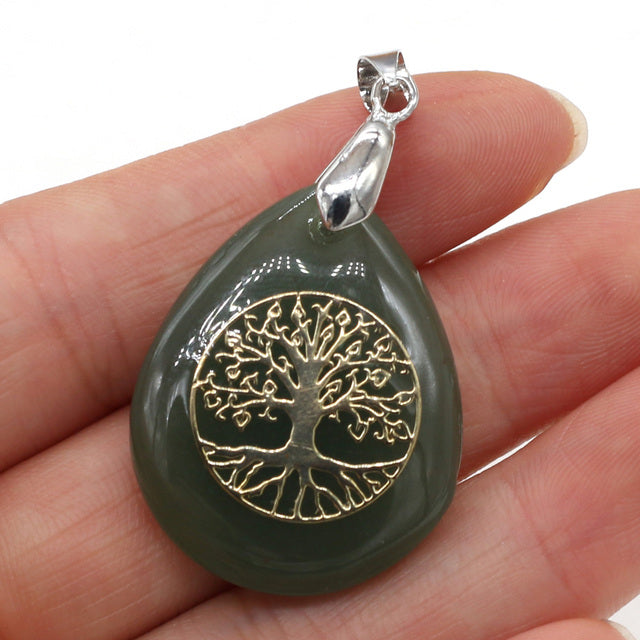 Pendentif en Pierre Naturelle des Sept Chakras, Collier Rétro, Cadeau Exécutif, 25x32mm .
