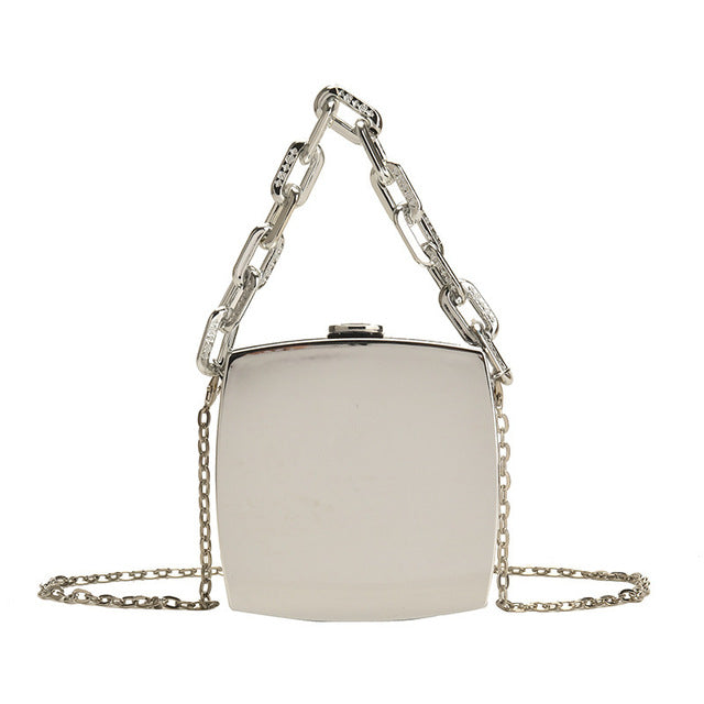Pochette de créateur en PVC or et argent, sacs à bandoulière