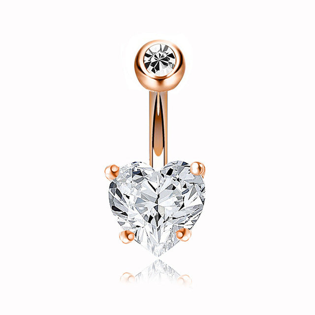 Boucle D'oreille Et De Nombril En Acier Cristal, Piercing, En Forme De Cœur, Bijoux, Sexy, Pour Le Corps, 1 Pièce - Bijoux De Corps