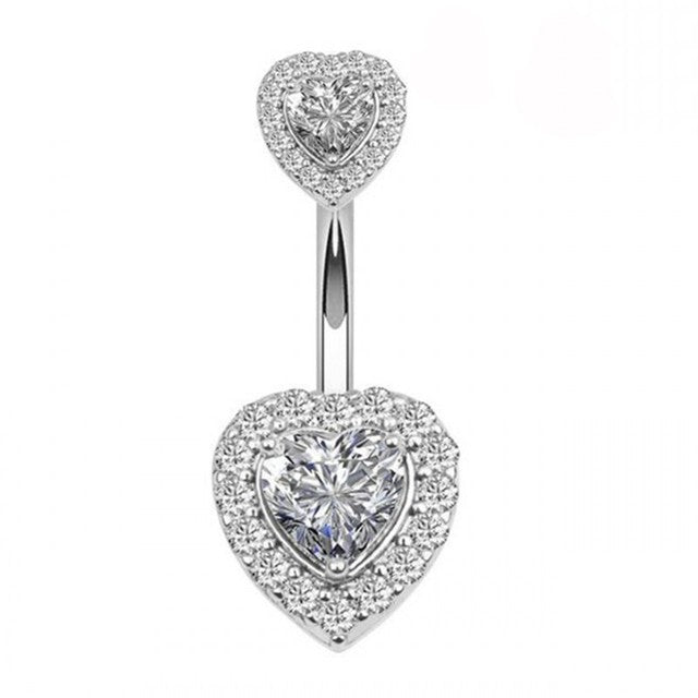 Boucle D'oreille Et De Nombril En Acier Cristal, Piercing, En Forme De Cœur, Bijoux, Sexy, Pour Le Corps, 1 Pièce - Bijoux De Corps