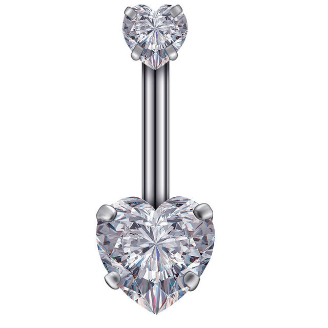Boucle D'oreille Et De Nombril En Acier Cristal, Piercing, En Forme De Cœur, Bijoux, Sexy, Pour Le Corps, 1 Pièce - Bijoux De Corps