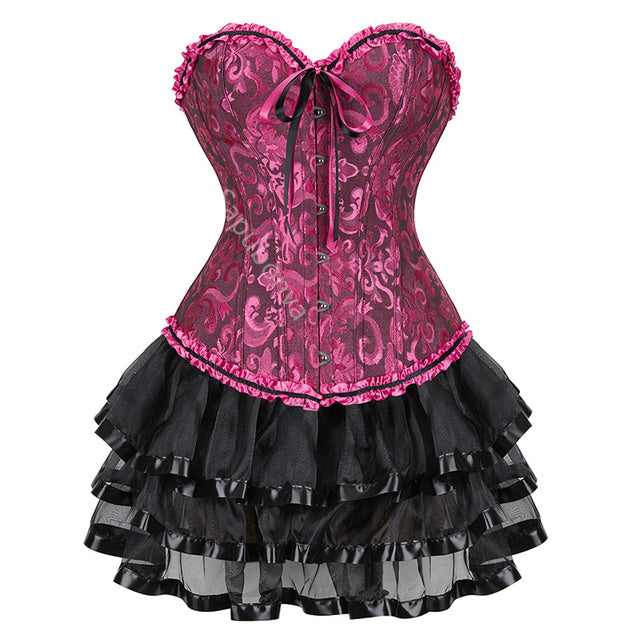 Ensemble Corset Sexy Grande Taille Et Jupe Tutu Pour Femme, Costume Sur Buste Burlesque, Style Victorien .