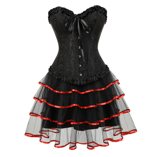 Ensemble Corset Sexy Grande Taille Et Jupe Tutu Pour Femme, Costume Sur Buste Burlesque, Style Victorien .