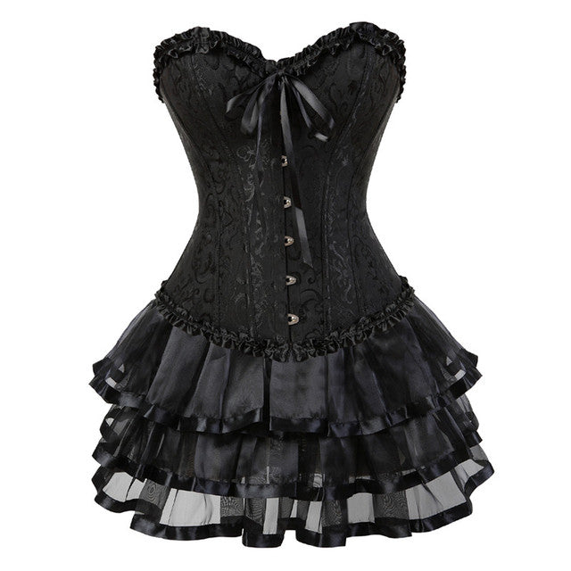 Ensemble Corset Sexy Grande Taille Et Jupe Tutu Pour Femme, Costume Sur Buste Burlesque, Style Victorien .