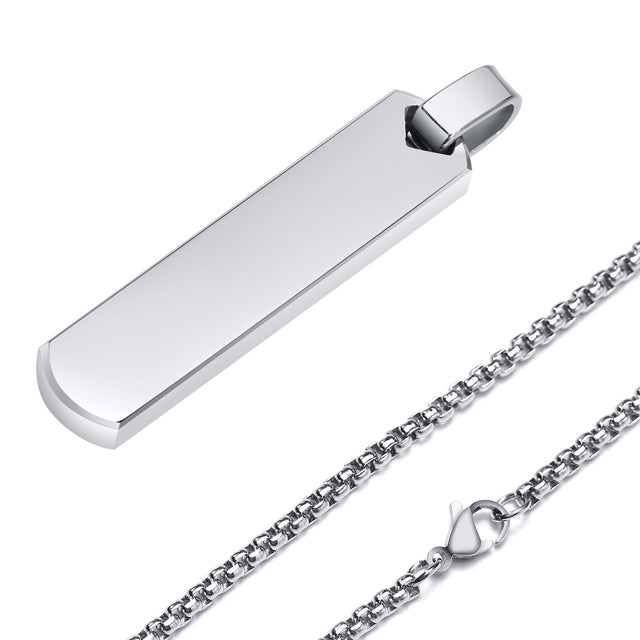 Collier À Barre Initiale Pour Hommes, Pendentif À Barre Verticale Géométrique Épaisse Avec A-z Lettres, Cadeau Pour Lui