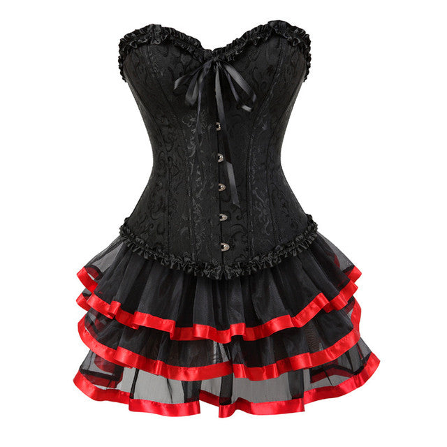 Ensemble Corset Sexy Grande Taille Et Jupe Tutu Pour Femme, Costume Sur Buste Burlesque, Style Victorien .