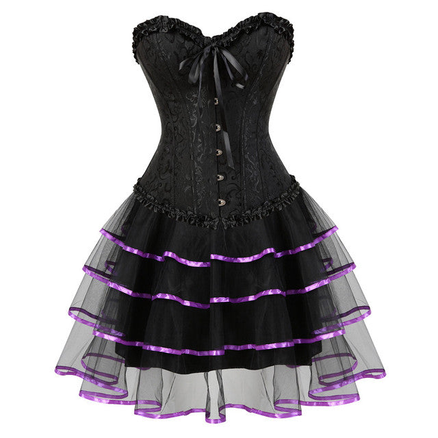 Ensemble Corset Sexy Grande Taille Et Jupe Tutu Pour Femme, Costume Sur Buste Burlesque, Style Victorien .