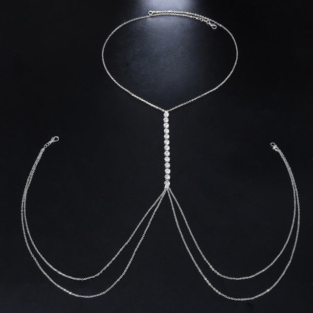 Chaine Soutien gorge croisé en biscuits fait à la main pour femmes, bijoux de poitrine.