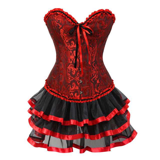 Ensemble Corset Sexy Grande Taille Et Jupe Tutu Pour Femme, Costume Sur Buste Burlesque, Style Victorien .