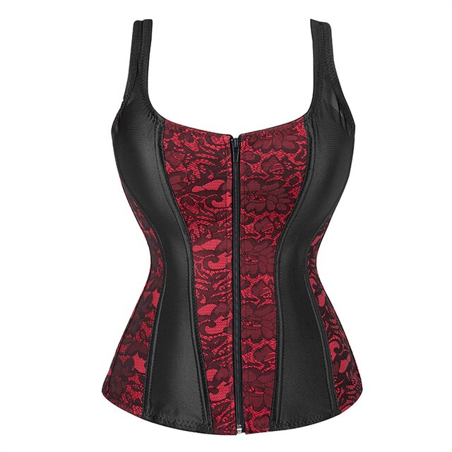 Corset Noir À Bretelles Pour Femmes, Grande Taille, Motif Floral, Fermeture Éclair, Top Gothique, Steampunk