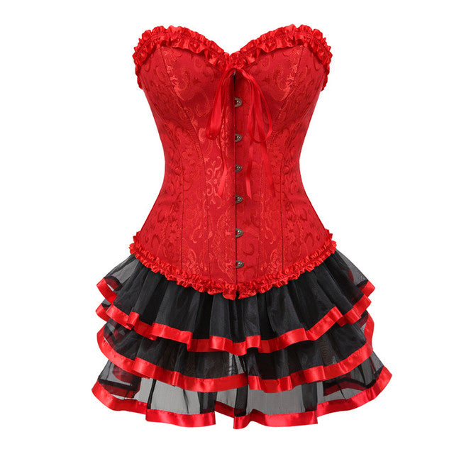 Ensemble Corset Sexy Grande Taille Et Jupe Tutu Pour Femme, Costume Sur Buste Burlesque, Style Victorien .