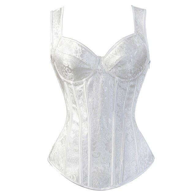 Corset Noir À Bretelles Pour Femmes, Grande Taille, Motif Floral, Fermeture Éclair, Top Gothique, Steampunk