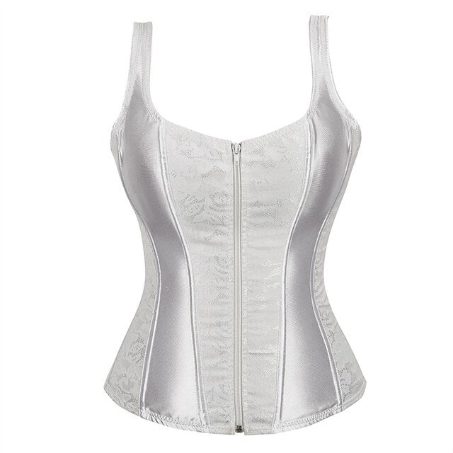 Corset Noir À Bretelles Pour Femmes, Grande Taille, Motif Floral, Fermeture Éclair, Top Gothique, Steampunk