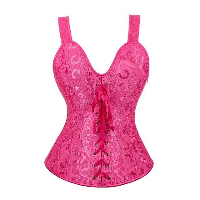 Corset Noir À Bretelles Pour Femmes, Grande Taille, Motif Floral, Fermeture Éclair, Top Gothique, Steampunk
