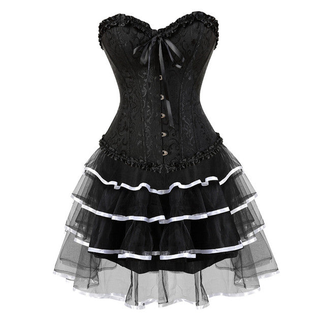 Ensemble Corset Sexy Grande Taille Et Jupe Tutu Pour Femme, Costume Sur Buste Burlesque, Style Victorien .
