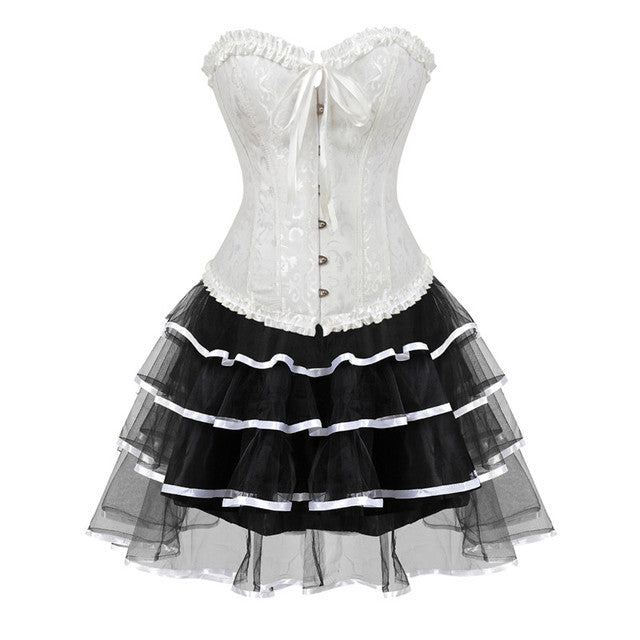 Ensemble Corset Sexy Grande Taille Et Jupe Tutu Pour Femme, Costume Sur Buste Burlesque, Style Victorien .