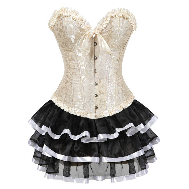 Ensemble Corset Sexy Grande Taille Et Jupe Tutu Pour Femme, Costume Sur Buste Burlesque, Style Victorien .