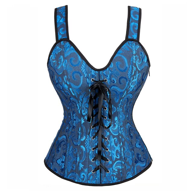 Corset Noir À Bretelles Pour Femmes, Grande Taille, Motif Floral, Fermeture Éclair, Top Gothique, Steampunk