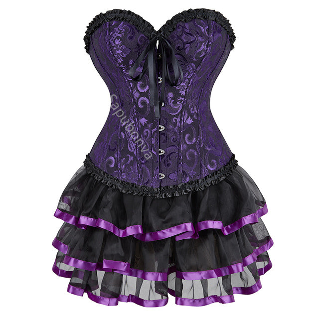 Ensemble Corset Sexy Grande Taille Et Jupe Tutu Pour Femme, Costume Sur Buste Burlesque, Style Victorien .