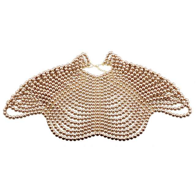 HAHA et TOTO nouvelle chaîne de corps en perles faites à la main, collier ras du cou, soutien gorge, chaînes, bijoux.