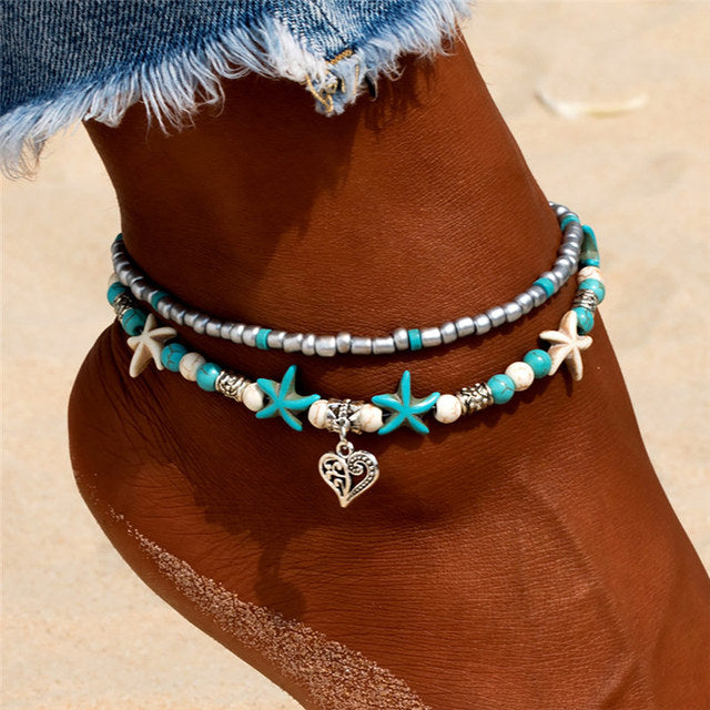 Bracelets De Cheville Vintage En Perles De Conque Pour Femmes.