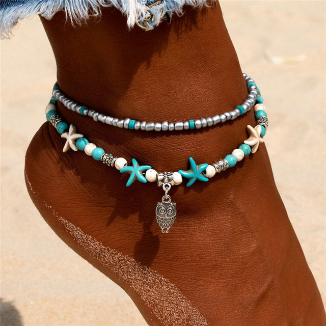Bracelets De Cheville Vintage En Perles De Conque Pour Femmes.