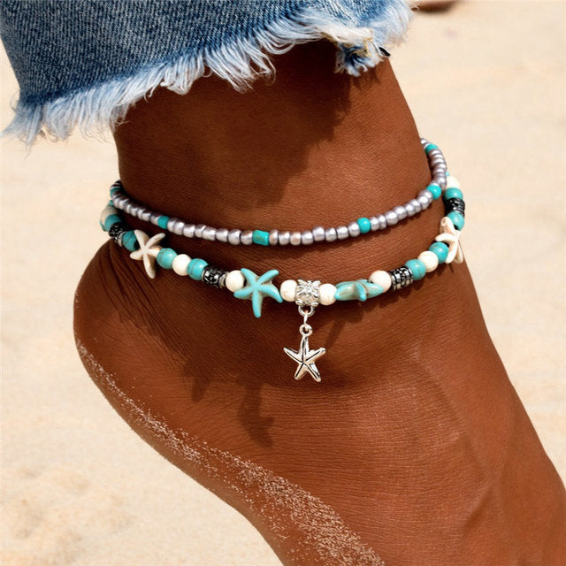 Bracelets De Cheville Vintage En Perles De Conque Pour Femmes.