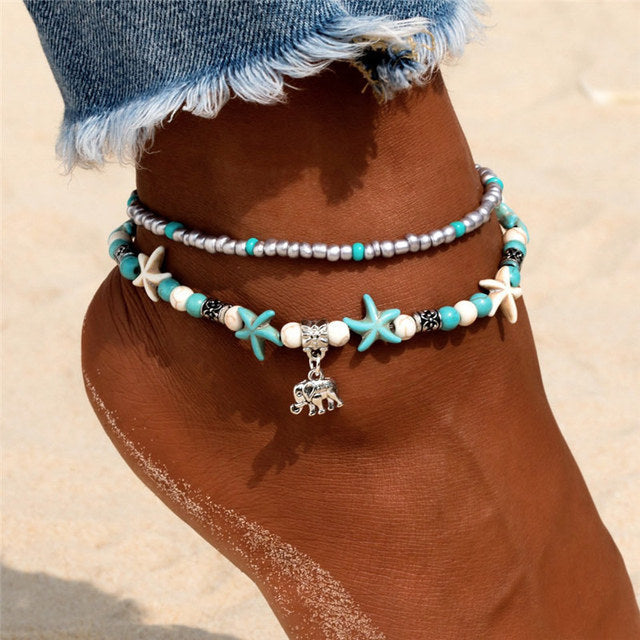 Bracelets De Cheville Vintage En Perles De Conque Pour Femmes.