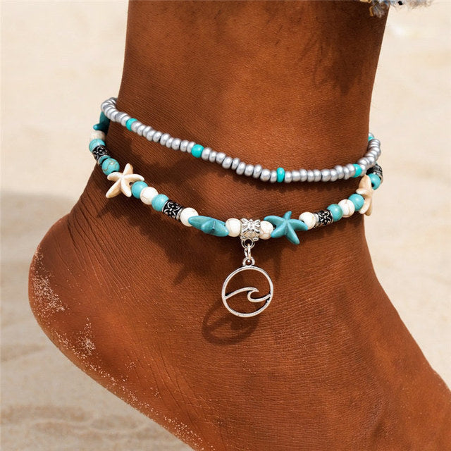 Bracelets De Cheville Vintage En Perles De Conque Pour Femmes.