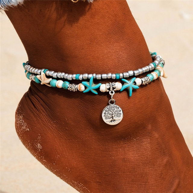 Bracelets De Cheville Vintage En Perles De Conque Pour Femmes.