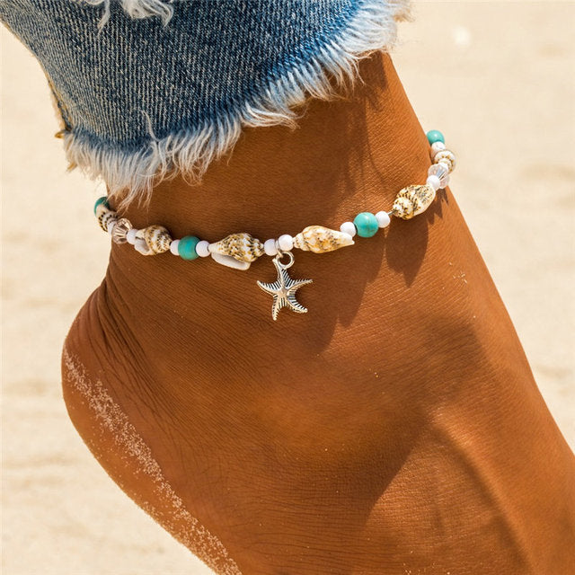 Bracelets De Cheville Vintage En Perles De Conque Pour Femmes.