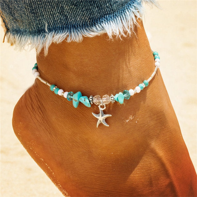Bracelets De Cheville Vintage En Perles De Conque Pour Femmes.