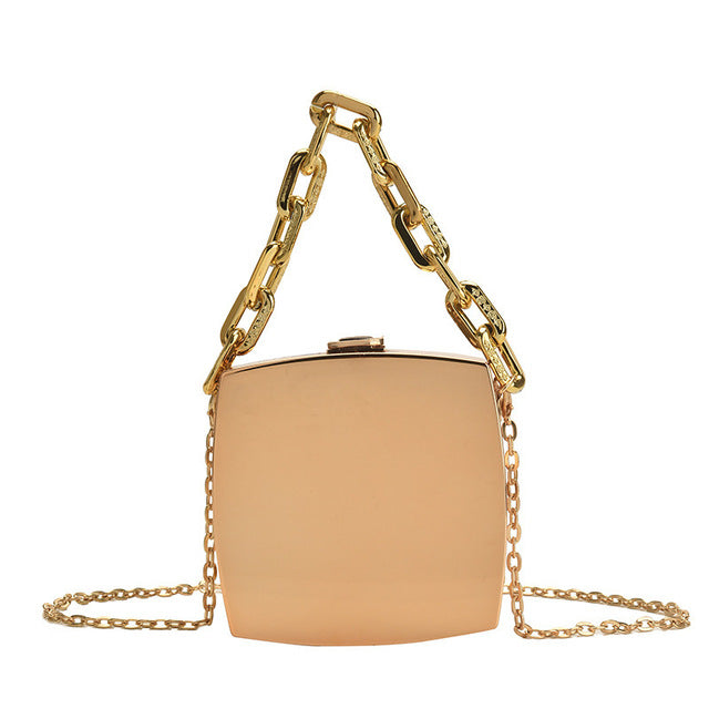 Pochette de créateur en PVC or et argent, sacs à bandoulière