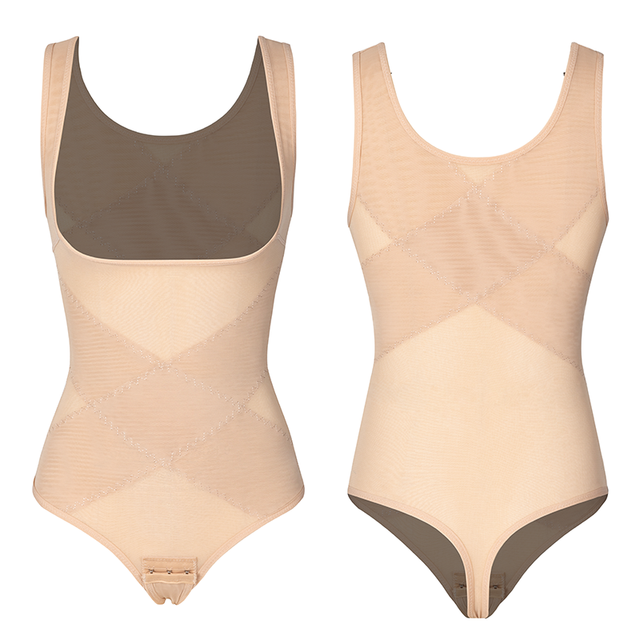 Body gaine amincissante en maille pour femme, corset sous le buste, bas string