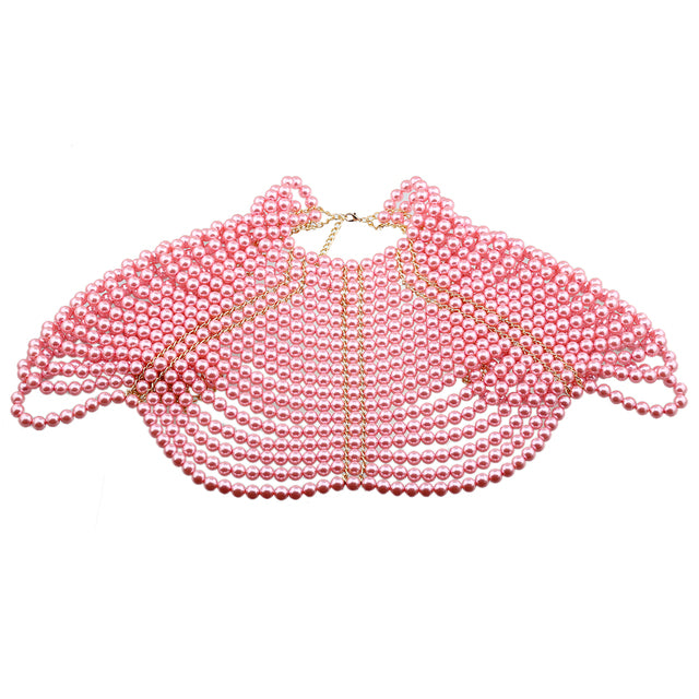 HAHA et TOTO nouvelle chaîne de corps en perles faites à la main, collier ras du cou, soutien gorge, chaînes, bijoux.