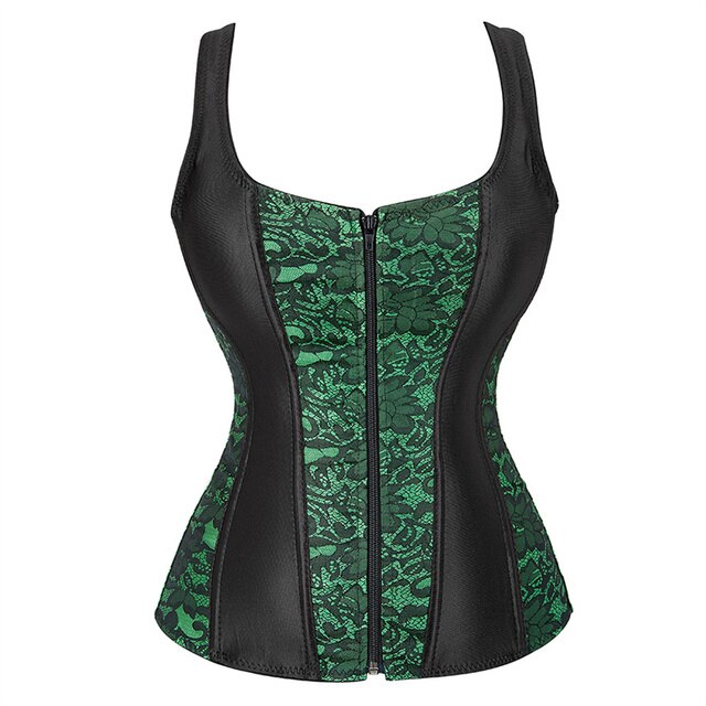 Corset Noir À Bretelles Pour Femmes, Grande Taille, Motif Floral, Fermeture Éclair, Top Gothique, Steampunk
