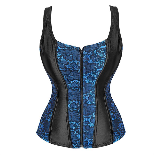 Corset Noir À Bretelles Pour Femmes, Grande Taille, Motif Floral, Fermeture Éclair, Top Gothique, Steampunk