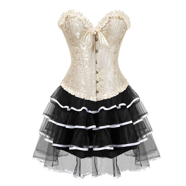 Ensemble Corset Sexy Grande Taille Et Jupe Tutu Pour Femme, Costume Sur Buste Burlesque, Style Victorien .
