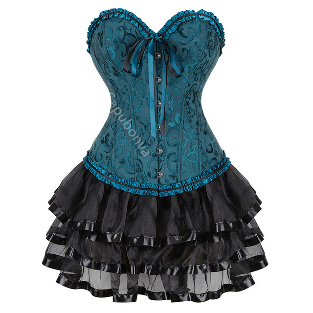 Ensemble Corset Sexy Grande Taille Et Jupe Tutu Pour Femme, Costume Sur Buste Burlesque, Style Victorien .
