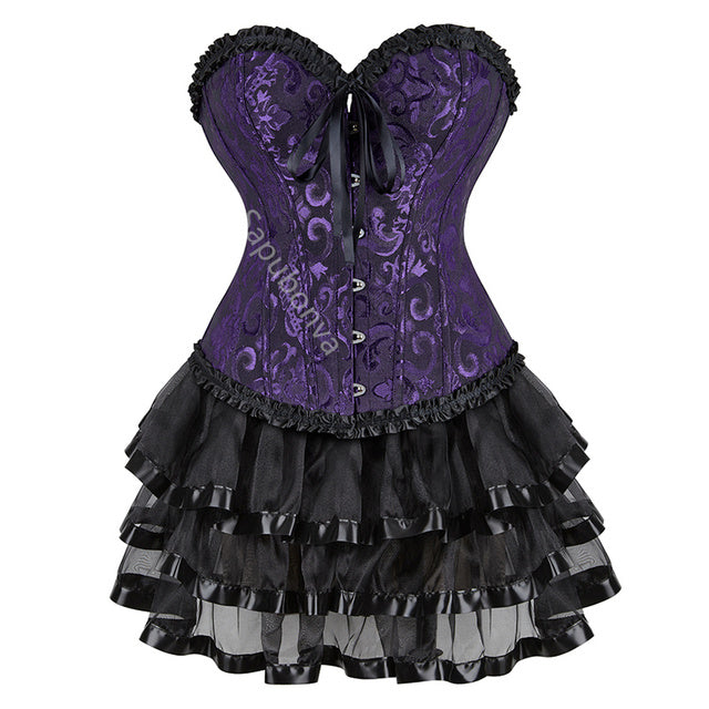 Ensemble Corset Sexy Grande Taille Et Jupe Tutu Pour Femme, Costume Sur Buste Burlesque, Style Victorien .