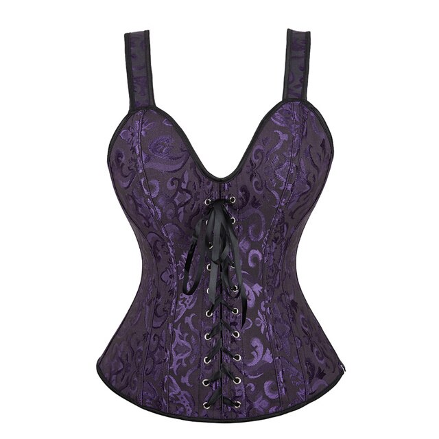 Corset Noir À Bretelles Pour Femmes, Grande Taille, Motif Floral, Fermeture Éclair, Top Gothique, Steampunk