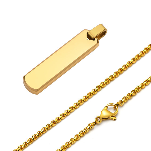 Collier À Barre Initiale Pour Hommes, Pendentif À Barre Verticale Géométrique Épaisse Avec A-z Lettres, Cadeau Pour Lui
