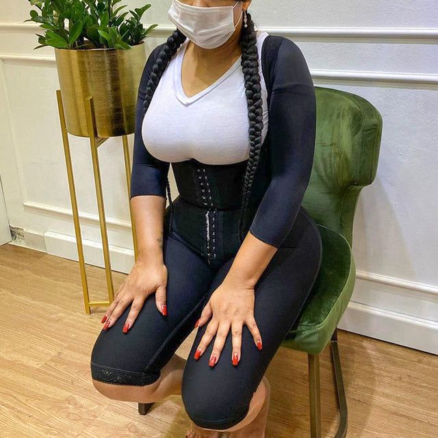 Gaine Colombienne avec demis manches pour Femmes, Push-up ,Post-partum, Sans Couture, Haute Compression.