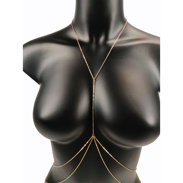 Bijoux De Corps Sexy Pour Femme, Chaîne De Poitrine, Bikini, Chaîne De Taille Croisée, Mode Plage