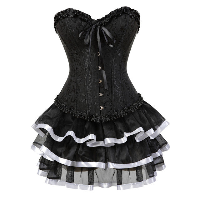 Ensemble Corset Sexy Grande Taille Et Jupe Tutu Pour Femme, Costume Sur Buste Burlesque, Style Victorien .