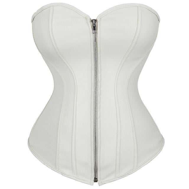 Corset En Faux Cuir Style Steampunk Pour Femmes, Lingerie Gothique, Fermeture Éclair Sur Le Devant, Grande Taille, Vert, Rouge, S-6xl .